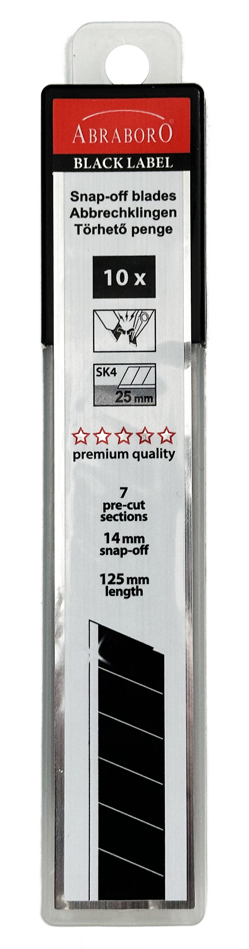 Abraboro SK4 Black Label tördelhető penge, fekete, 25 mm, 10 db/csomag termék fő termékképe