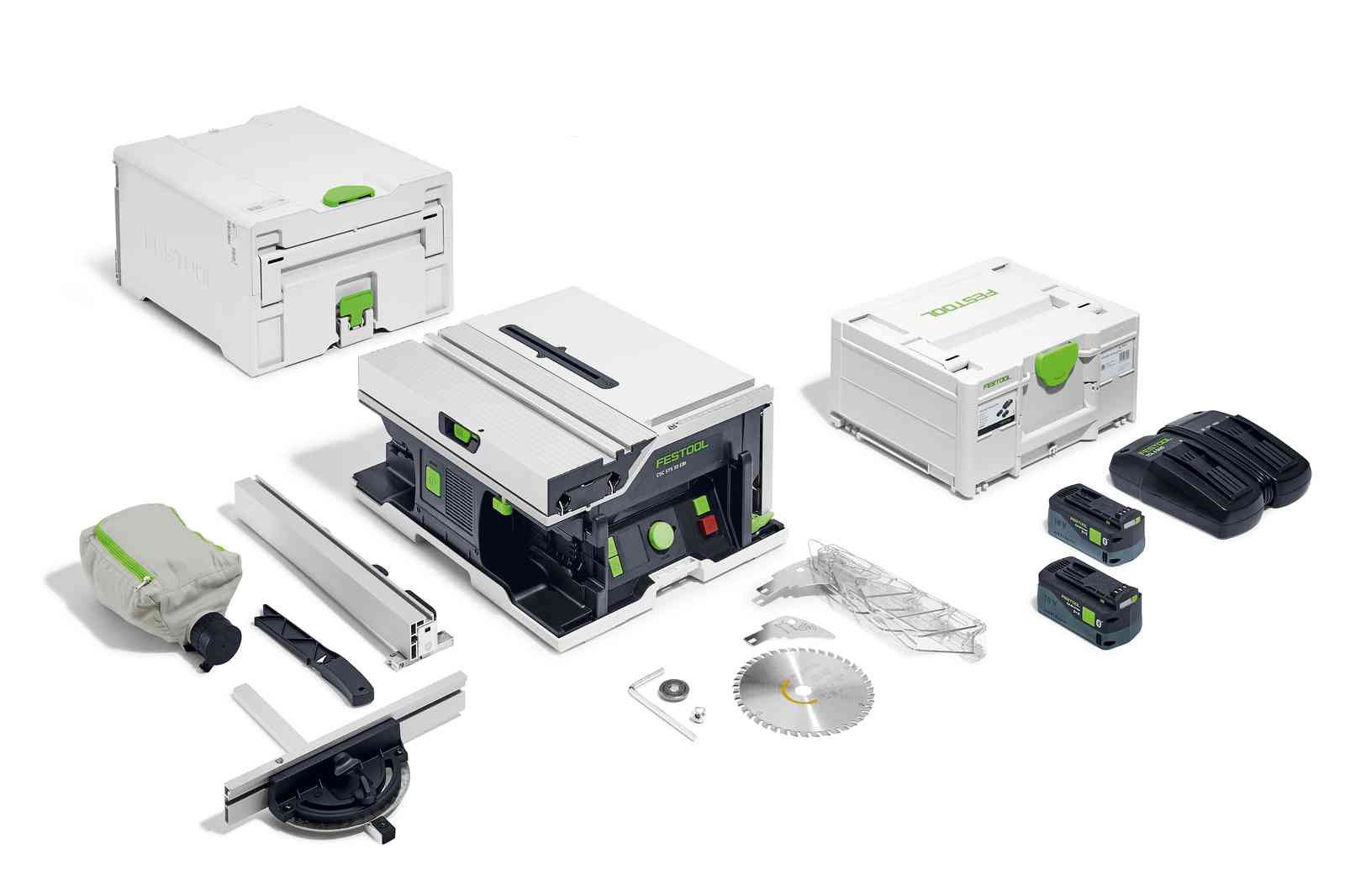 Festool CSC SYS 50 EBI-Plus akkus szénkefe nélküli asztali körfűrész (2 x 5.0 Ah Li-ion akkuval) termék fő termékképe