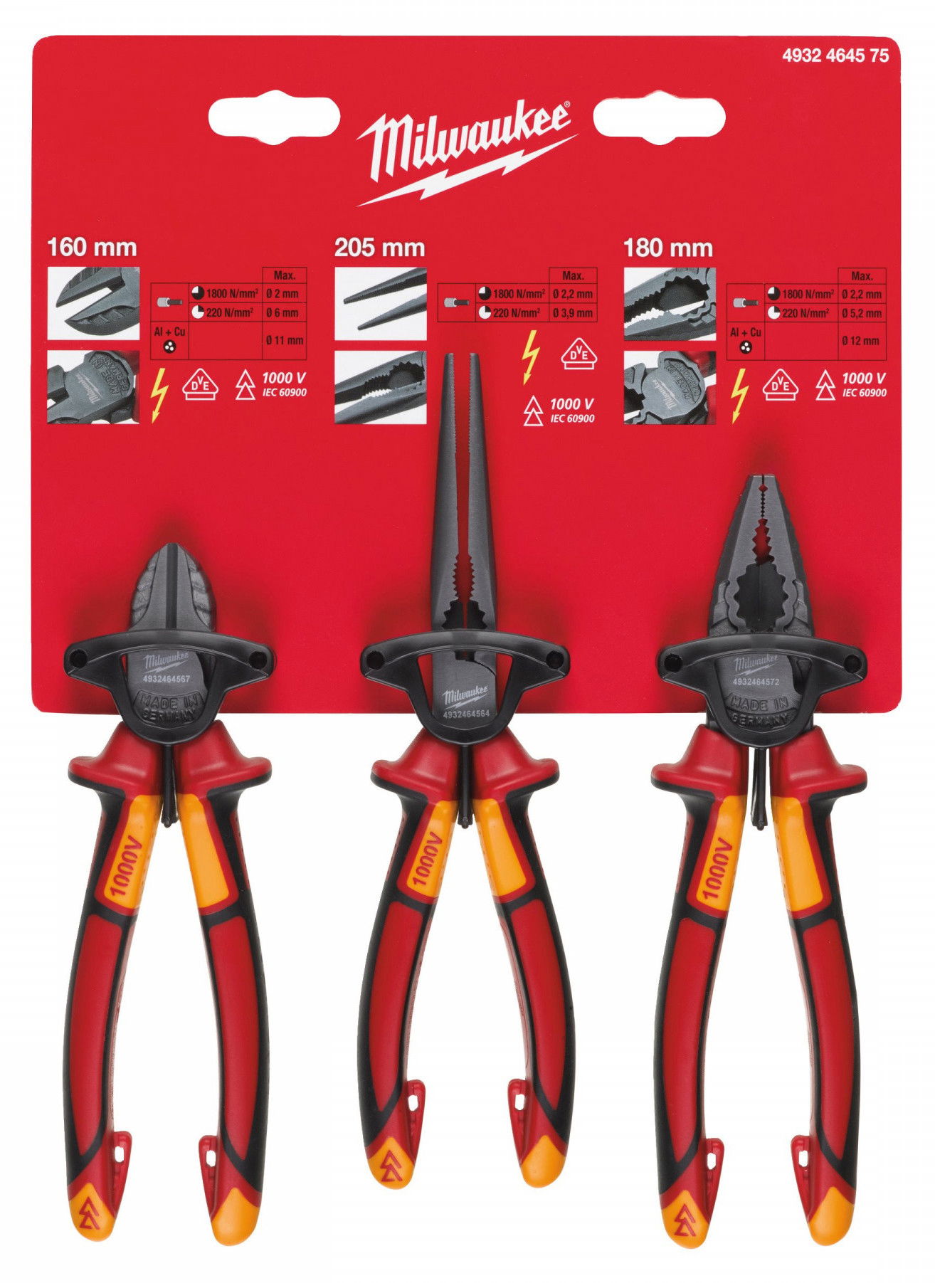 Milwaukee VDE szigetelt fogó készlet, 3 darabos termék fő termékképe