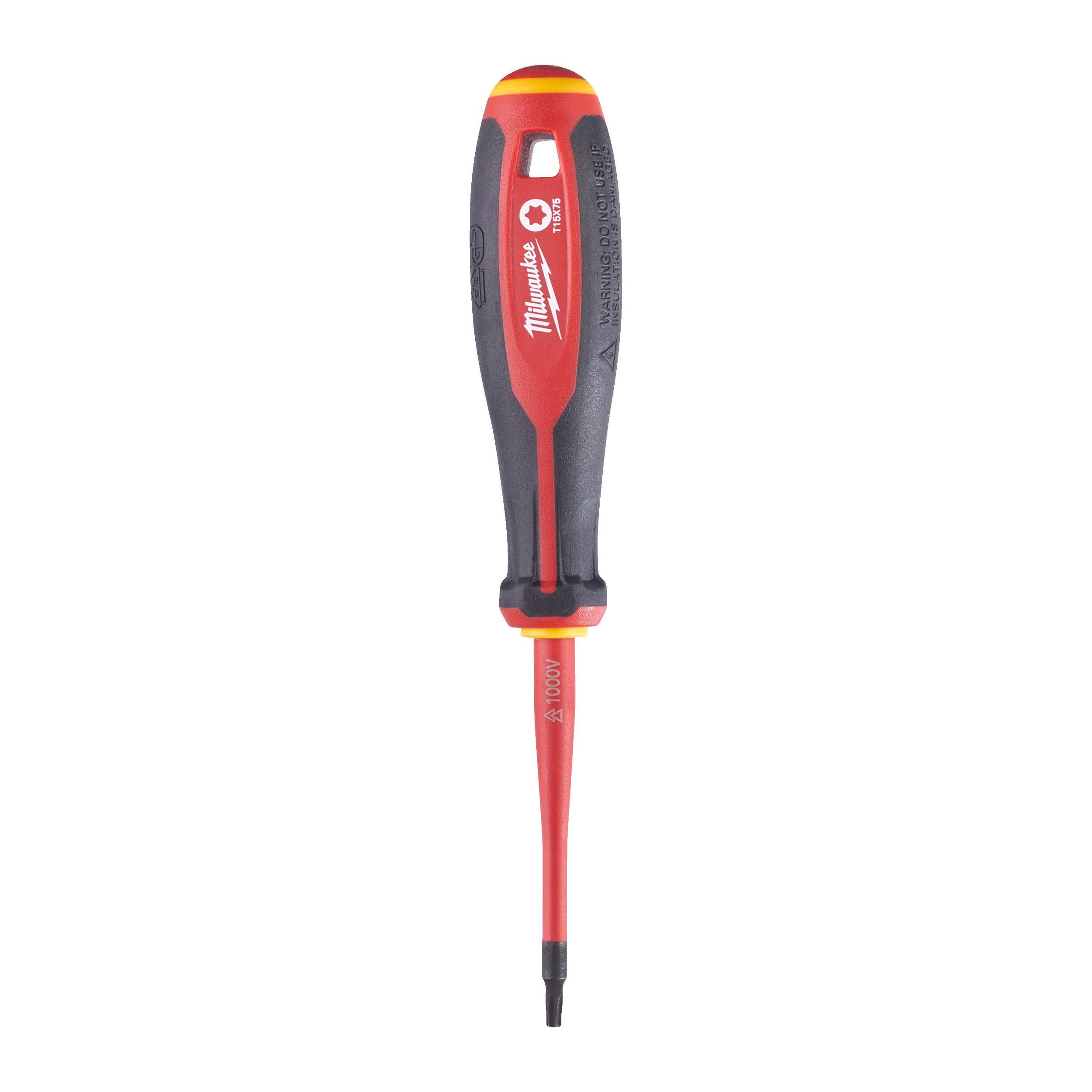 Milwaukee Tri-Lobe VDE szigetelt torx csavarhúzó 3-oldalú markolattal, T15 x 75 mm termék fő termékképe