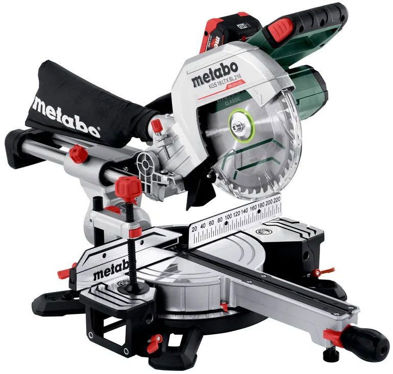 METABO KGS 18 LTX BL 216 akkus fejező- és gérvágó fűrész (2 x 8.0 Ah LiHD akkuval, kartonban) termék fő termékképe